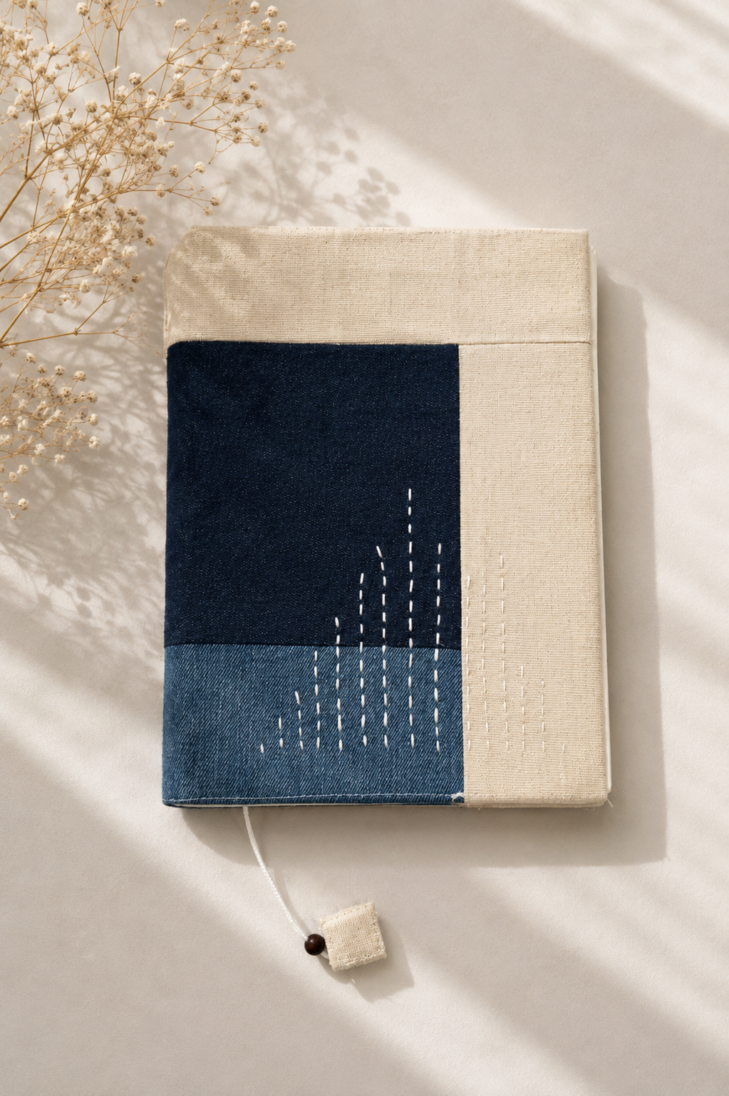 A5 Jounal with  40 sheets of catridge paperwith a reusable demin and canvas patchwork canvas cover 