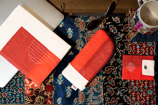 Luna Max Canvas Red Office combo Set - Set of Diary, Specs Cover and Card Wallet