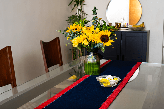 Bhumija Denim with  Khun Border 1 Table Runner - Large