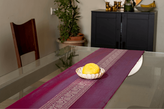 Bhumija Festive Silk with Traditional Border Table Runner - Large