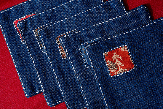 Bhumija Denim with Patchwork - 6 Coasters