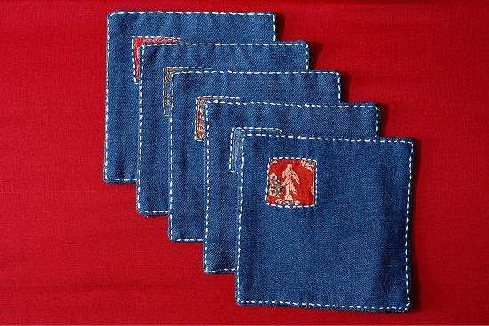 Bhumija Denim with Patchwork - 6 Coasters