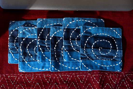 Ira Denim Patchwork and Handwork - 6 Coasters