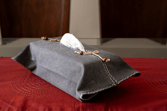 Ira Grey Denim Tissue Box Cover