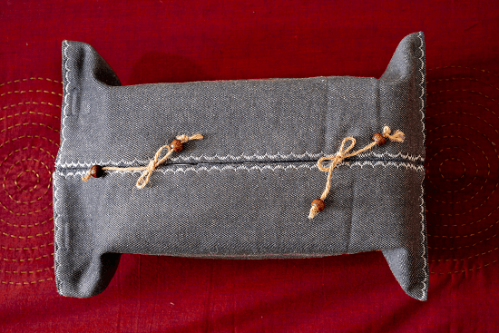 Ira Grey Denim Tissue Box Cover