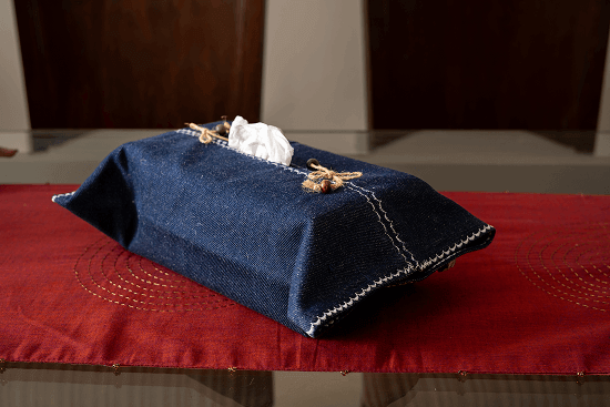 Ira Dark Denim Tissue Box Cover