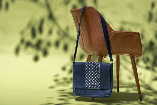Ira Harmony Denim & Shashiko Messenger Bag
