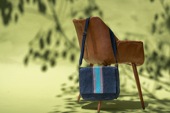Bhumija Denim Messenger Bag with South Cotton