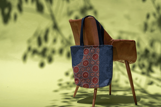 Bhumija Urban Essential Tote with Upcycled Denim and Kalamkari