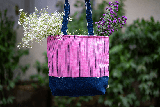 Bhumija Urban Essential Tote with Upcycled Denim and South Cotton
