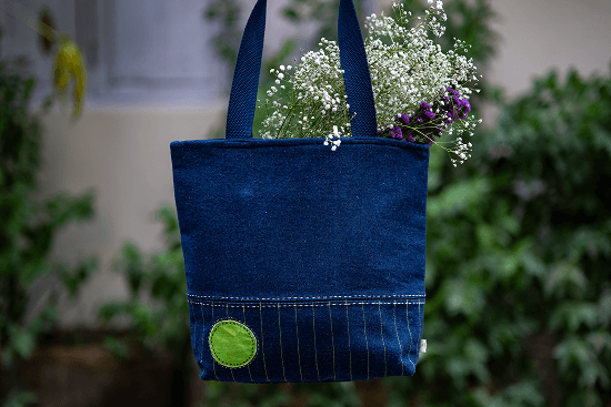 Bhumija Urban Essential Tote with Upcycled Denim and South Cotton