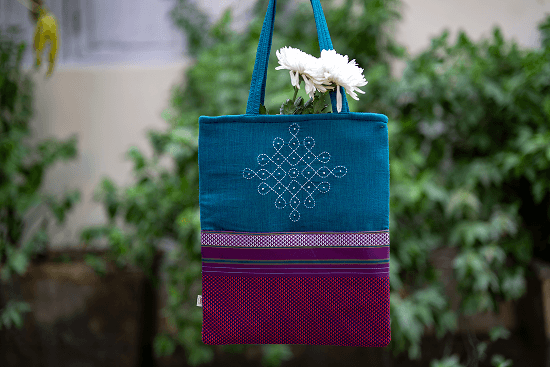 Bhumija South Cotton Timeless Tote Khun Kolam Karigiri
