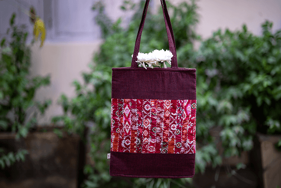 Earth Story South Cotton and Patchwork Timeless Totes - Ruby Hues