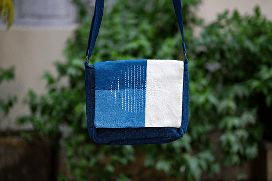 Luna Blue Denim Boho Messenger Bag