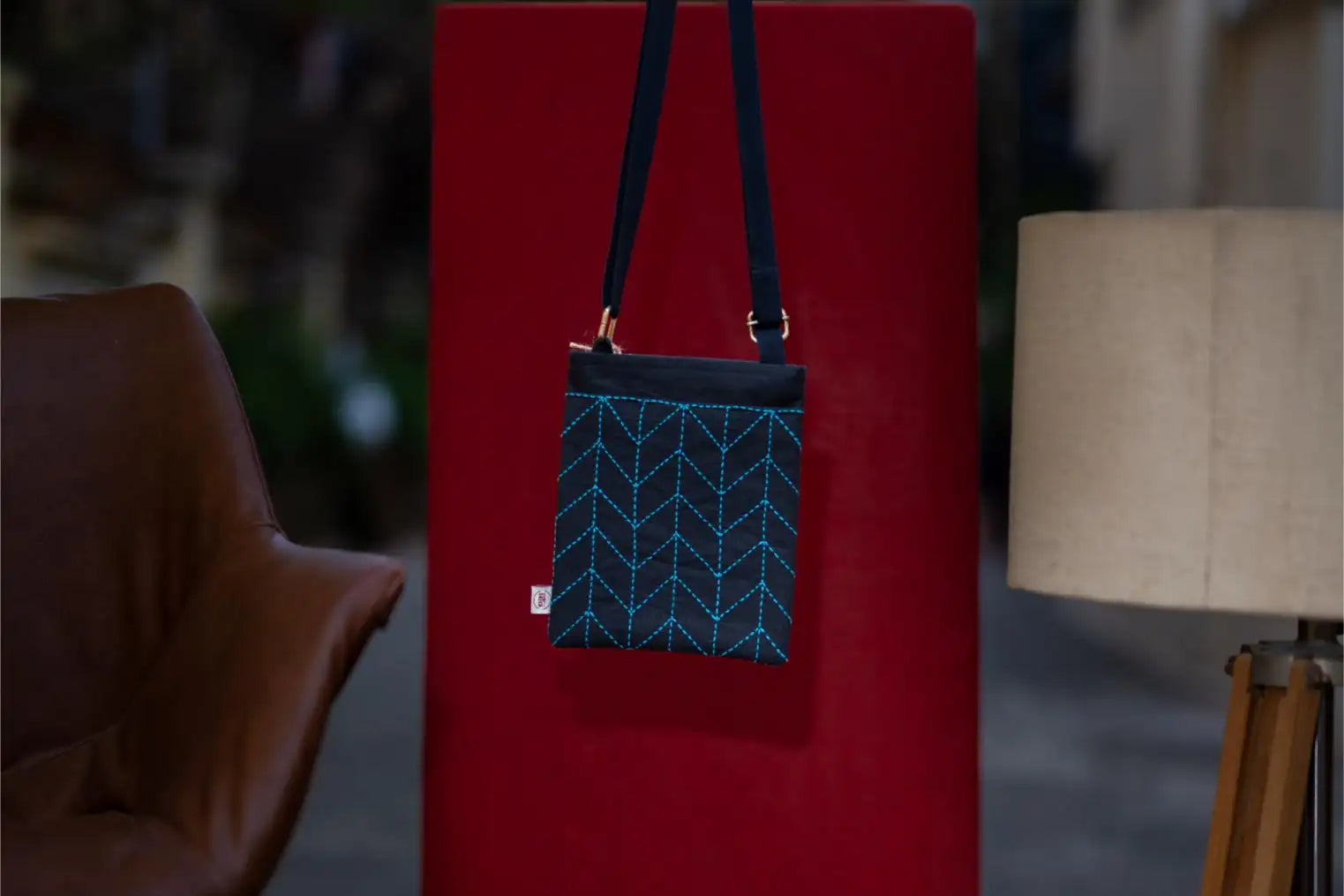 Ira Chevron Blue Sling Bag