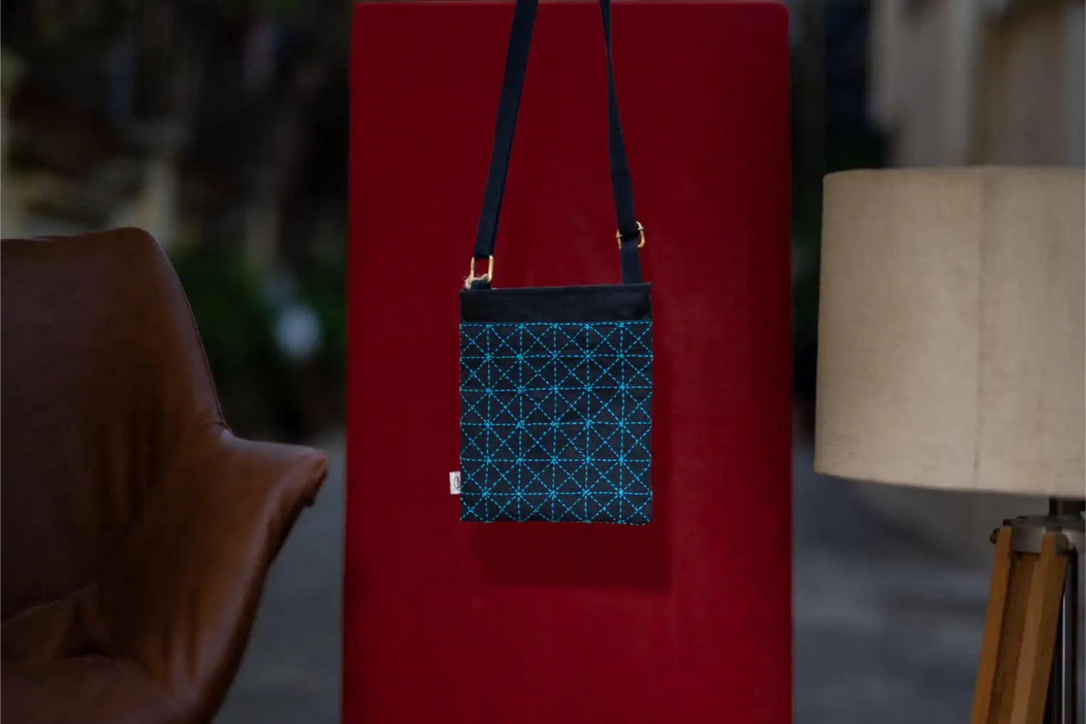 Ira Canvas Star Blue Sling Bag