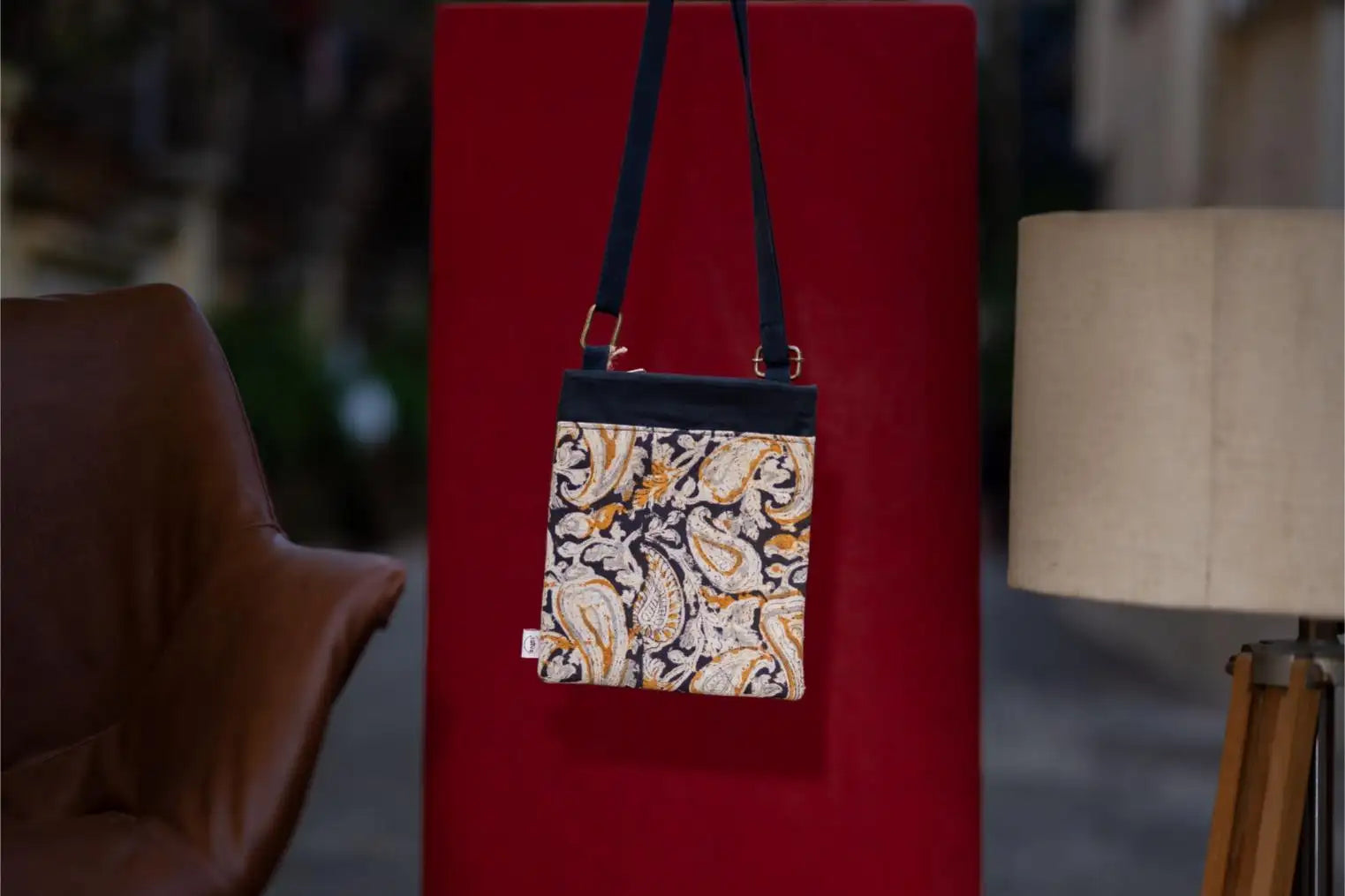 Bhumija Kalamkari Mustard Sling Bag