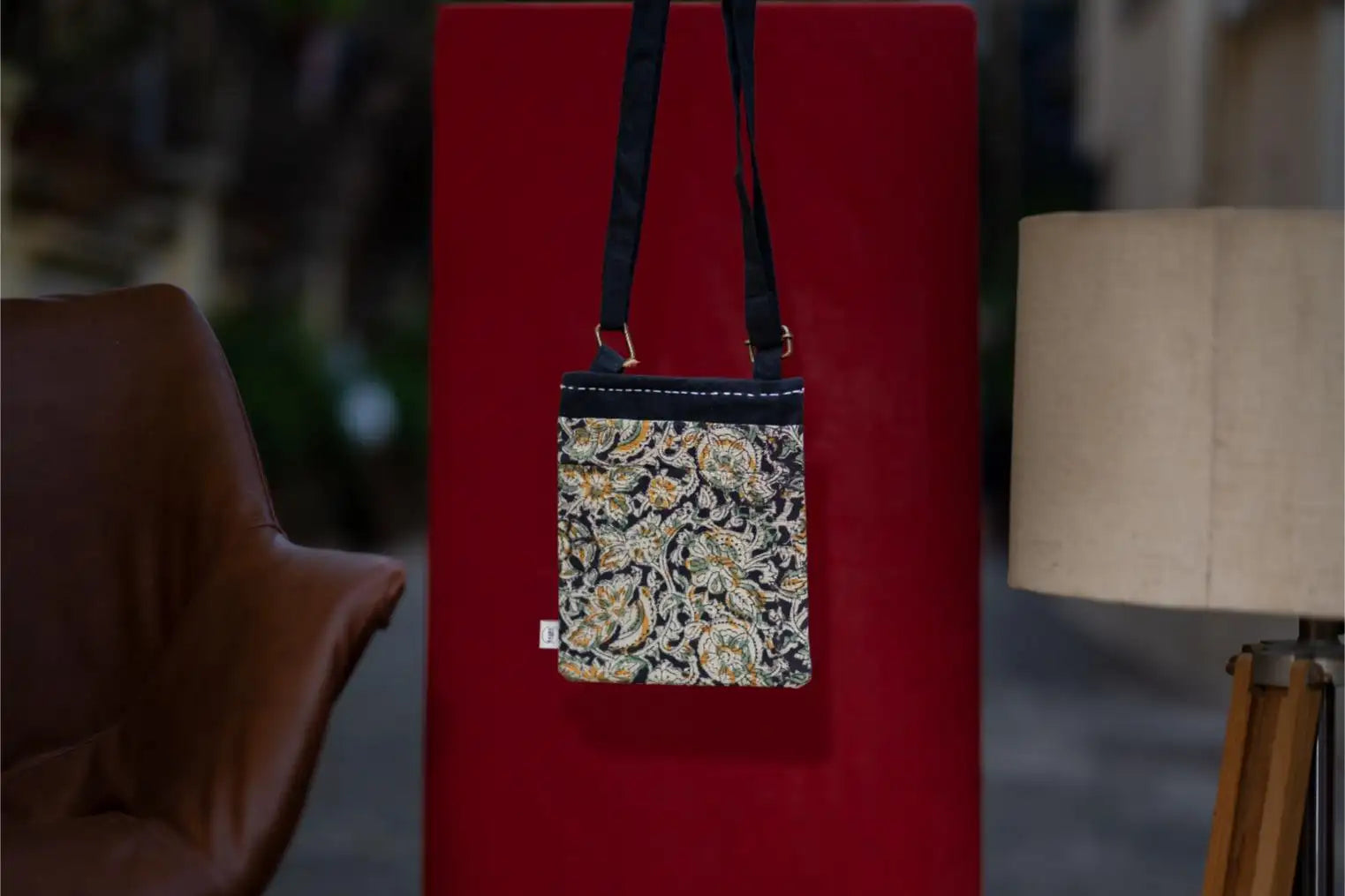Bhumija  Kalamkari  Yellow Sling Bag