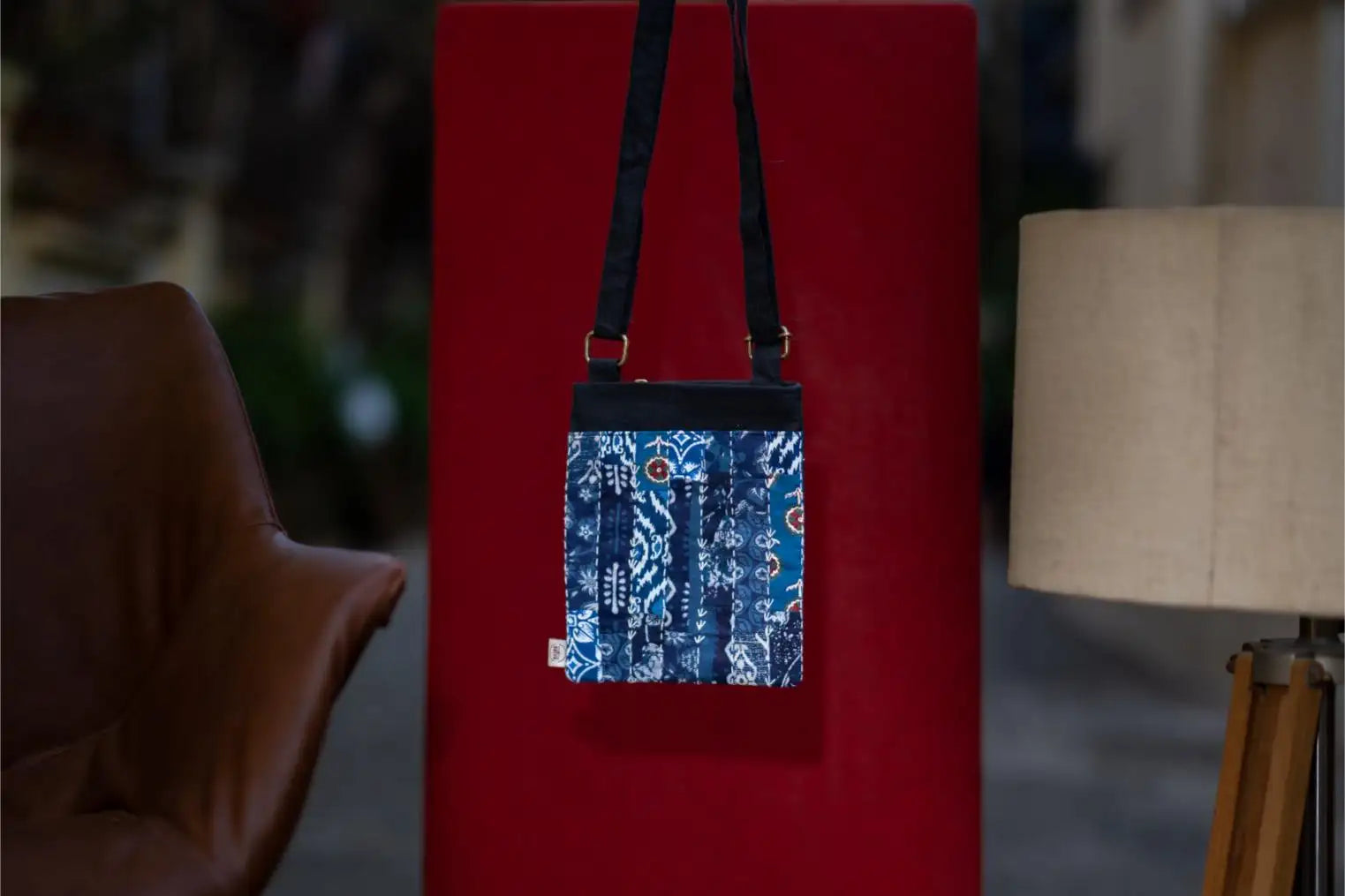 Earth Story Patchwork Blue Sling Bag