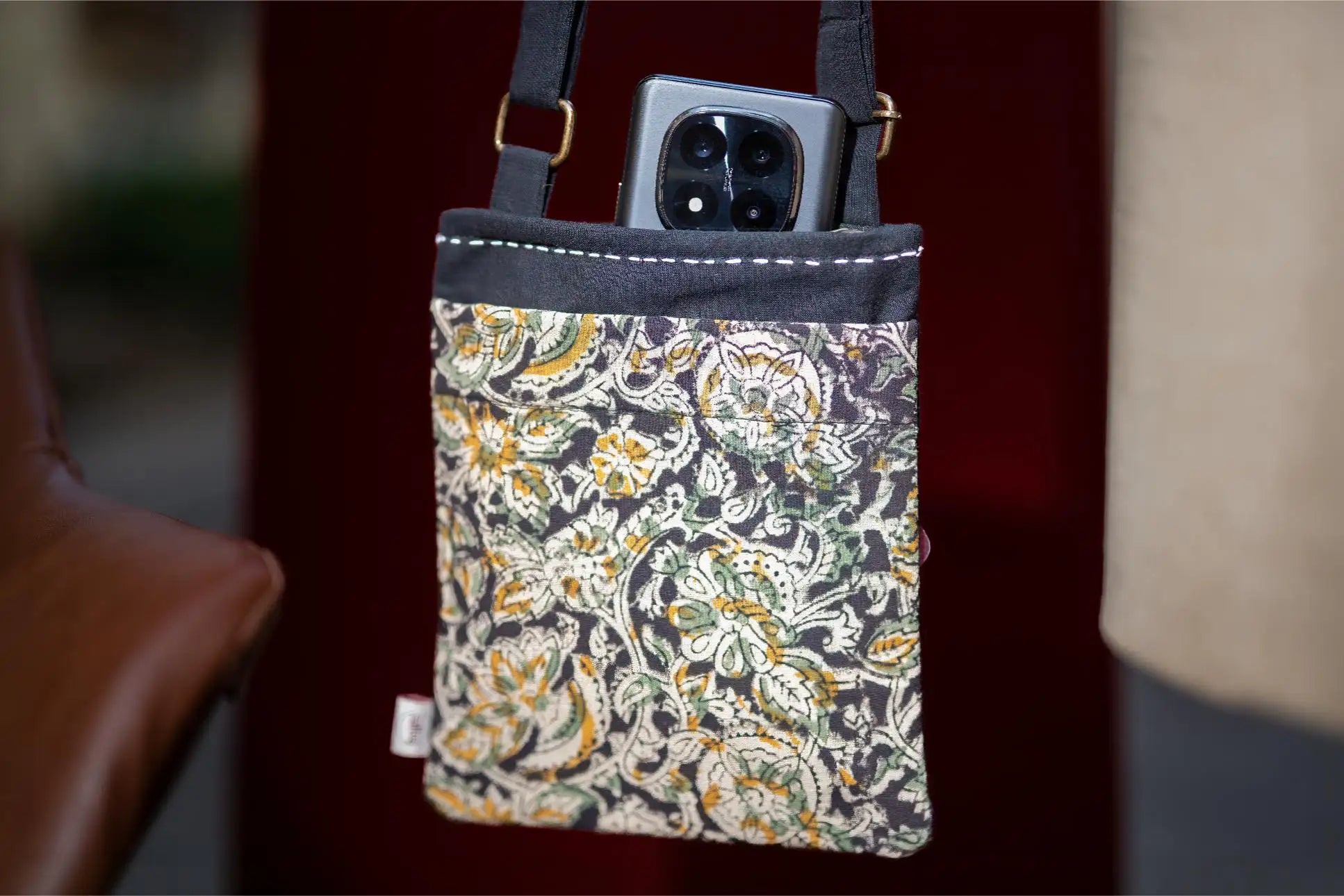 Bhumija  Kalamkari  Yellow Sling Bag