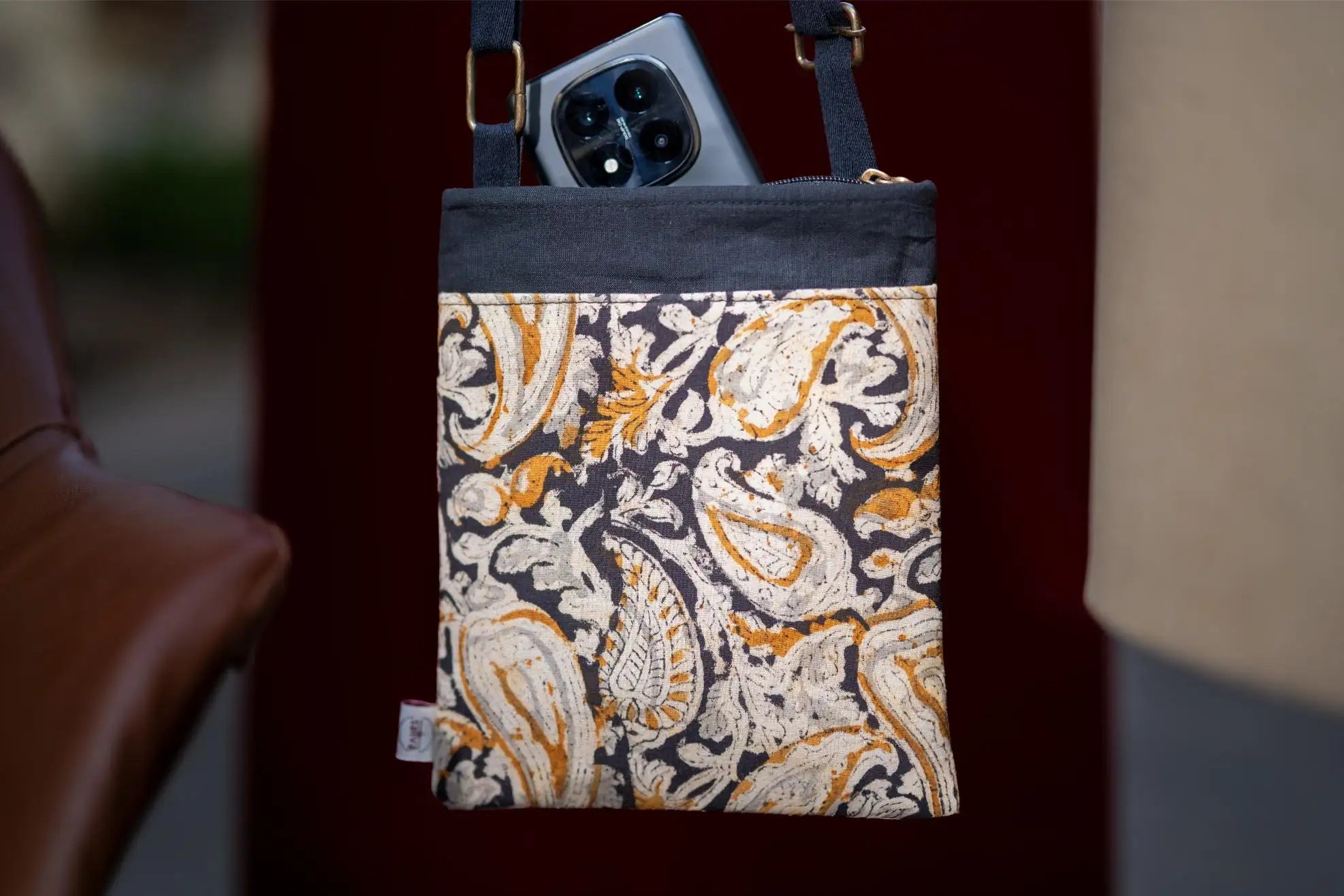 Bhumija Kalamkari Mustard Sling Bag
