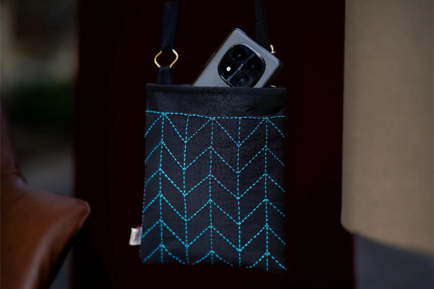 Ira Chevron Blue Sling Bag
