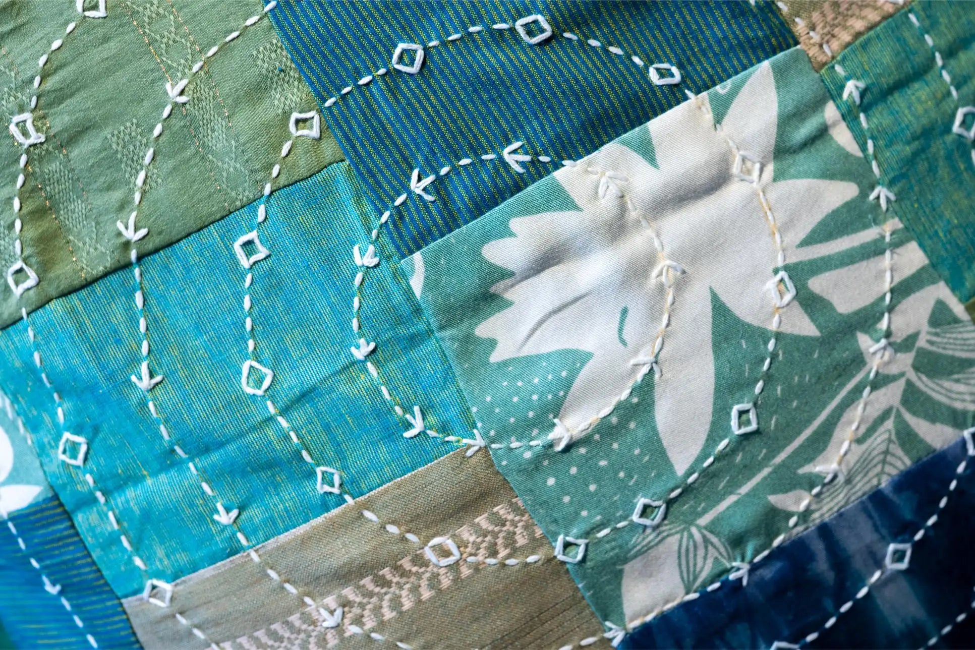 Earth Story Green Patchwork Cushion Cover 16"x16" -  Set of 2