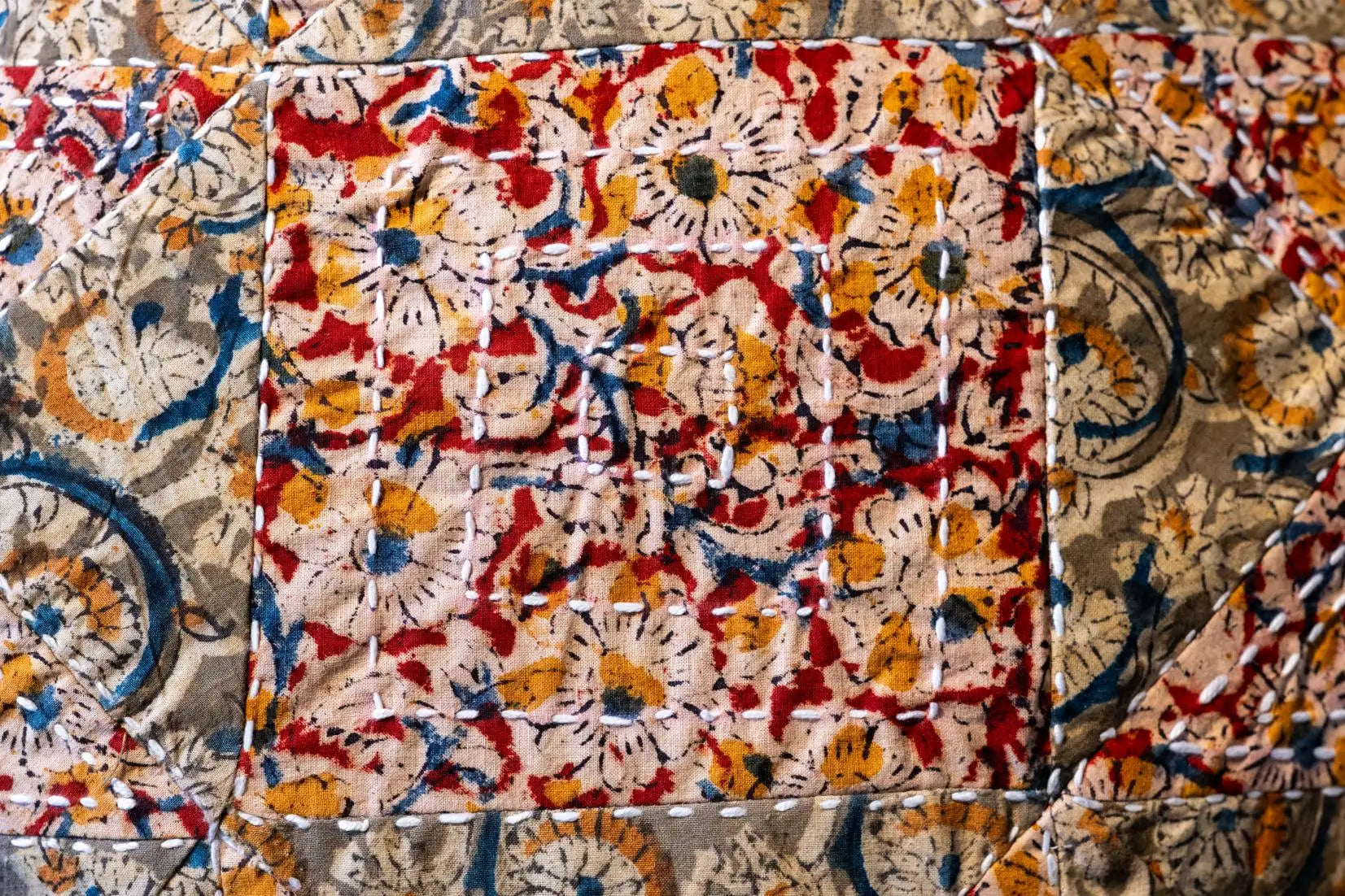 Earth Story Red Kalamkari Cushion Cover 16"x16" - Set of 2
