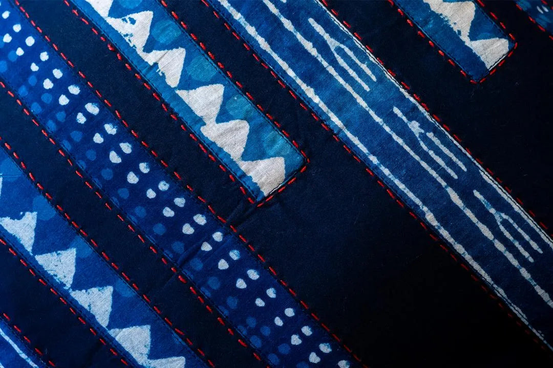 Bhumija Dark Blue South Cotton Cushion Cover 16"x16" - Set of 2