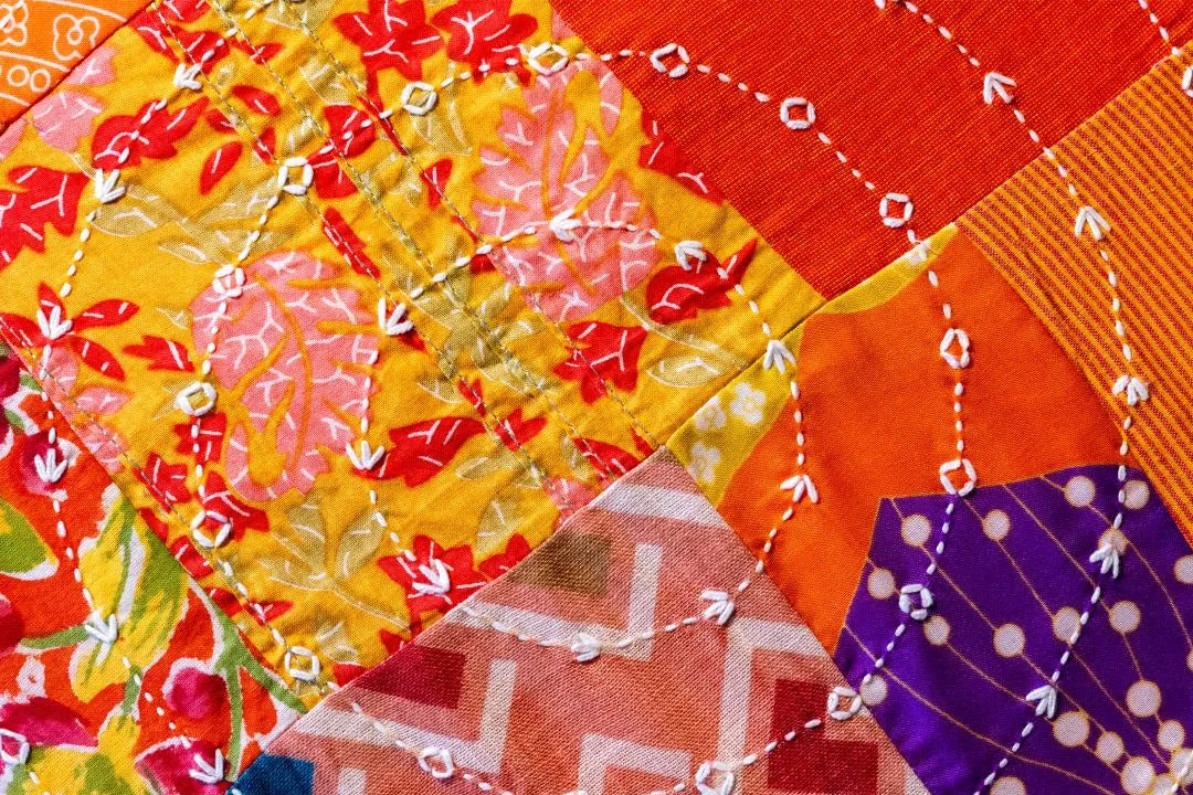 Earth Story Orange Patchwork Cushion Cover 16"x16" - Set of 2