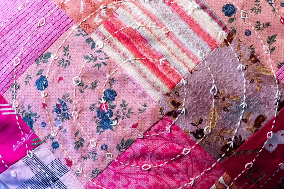 Earth Story Pink Patchwork Cushion Cover 16"x16" -  Set of 2