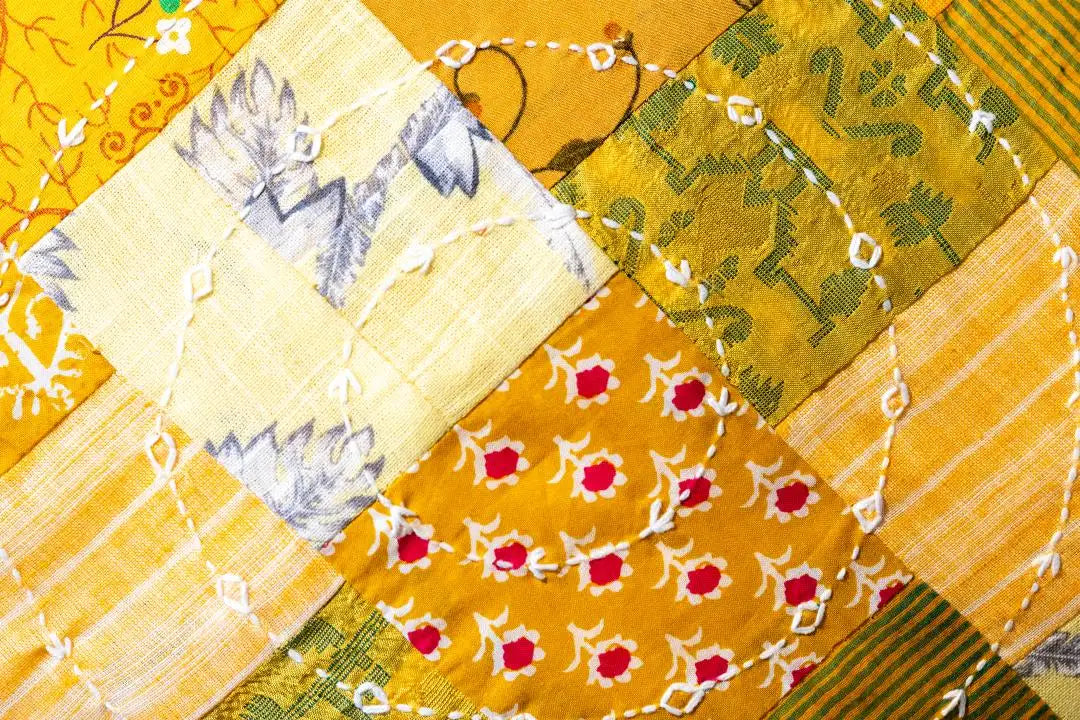 Earth Story Mustard Patchwork Cushion Cover 16'x16" - Set of 2
