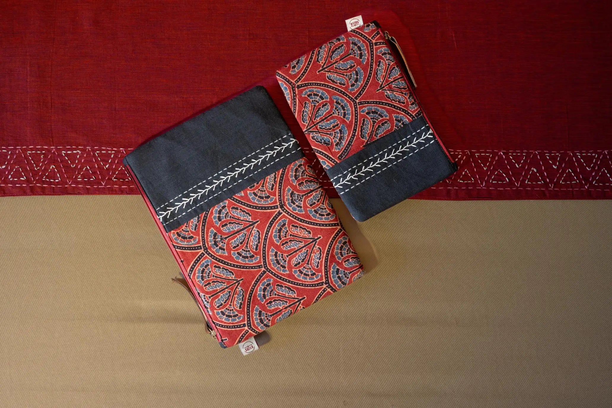 Bhumija - Ajrakh & South Cotton - Flat Pouch - Set of 2