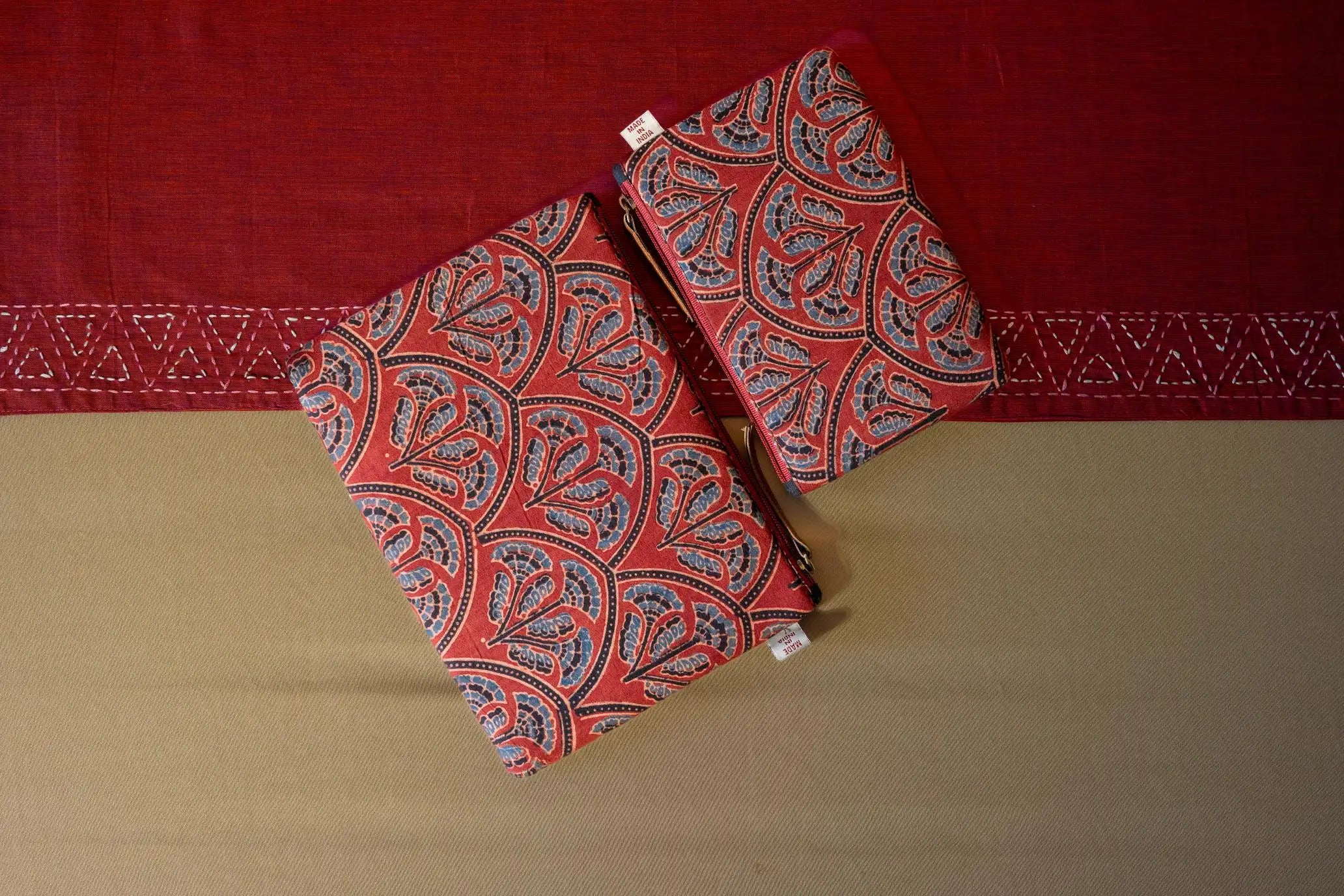 Bhumija - Ajrakh & South Cotton - Flat Pouch - Set of 2