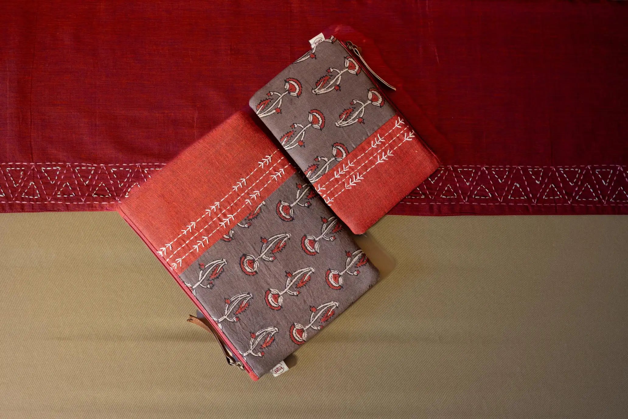 Bhumija - Ajrakh & South Cotton - Flat Pouch - Set of 2