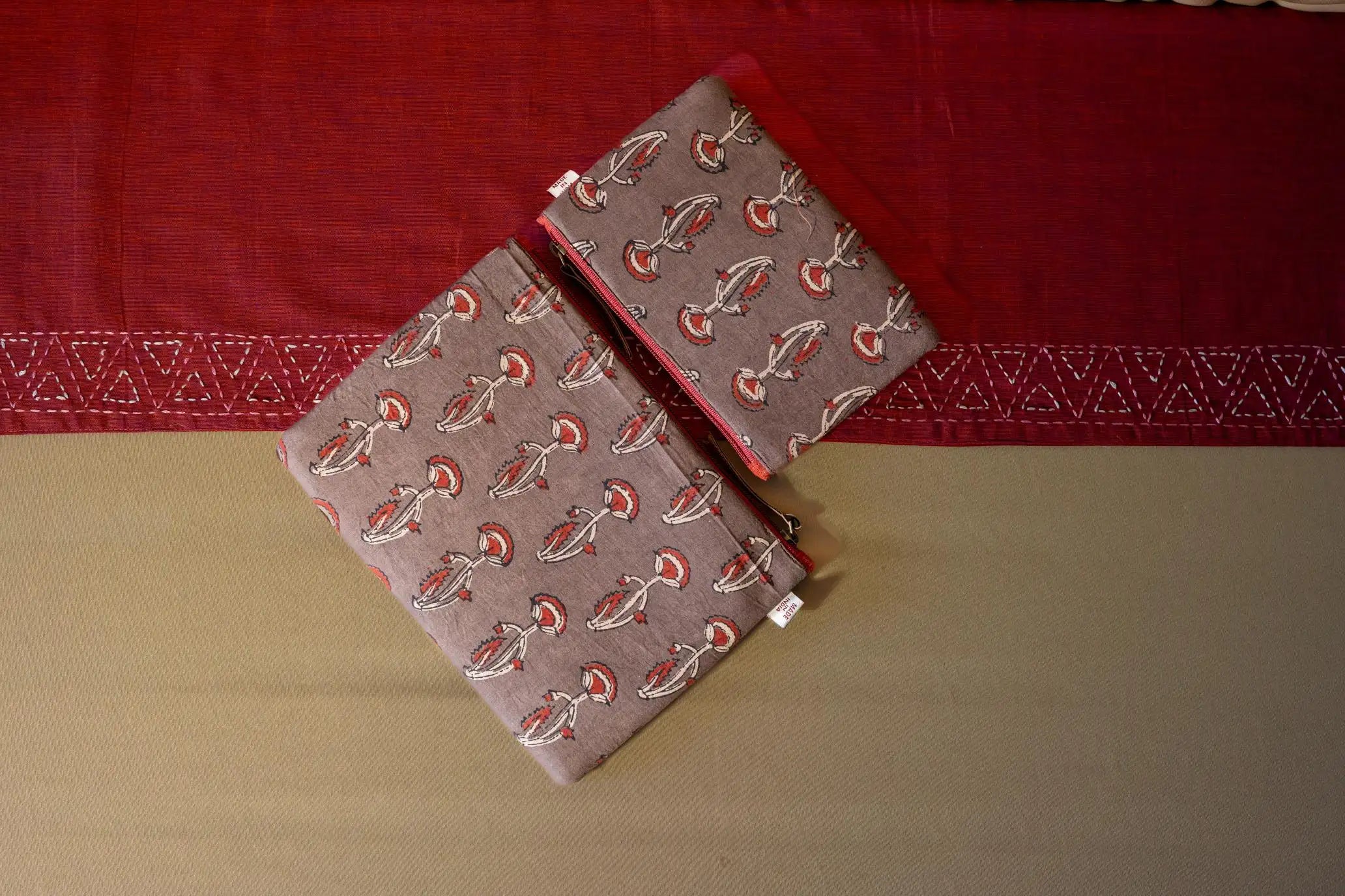 Bhumija - Ajrakh & South Cotton - Flat Pouch - Set of 2