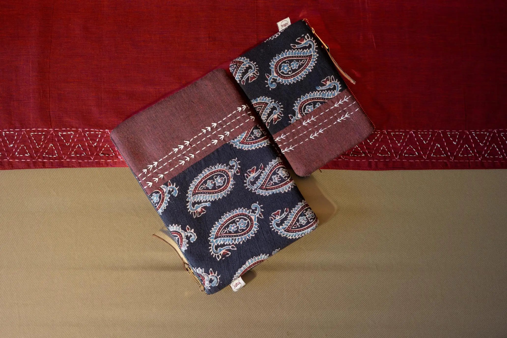 Bhumija - Ajrakh & South Cotton - Flat Pouch - Set of 2