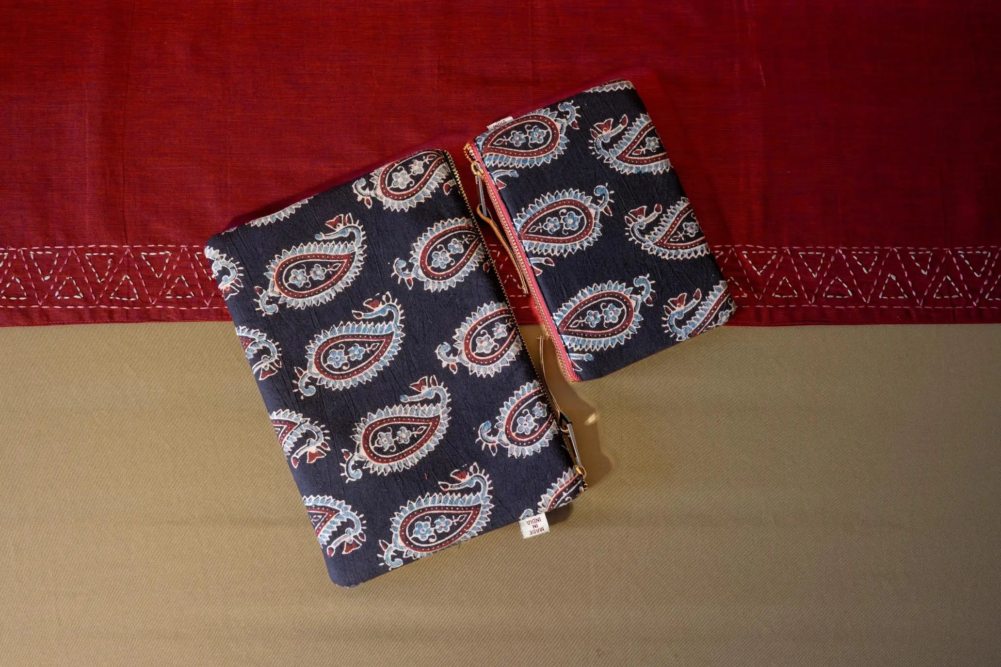 Bhumija - Ajrakh & South Cotton - Flat Pouch - Set of 2