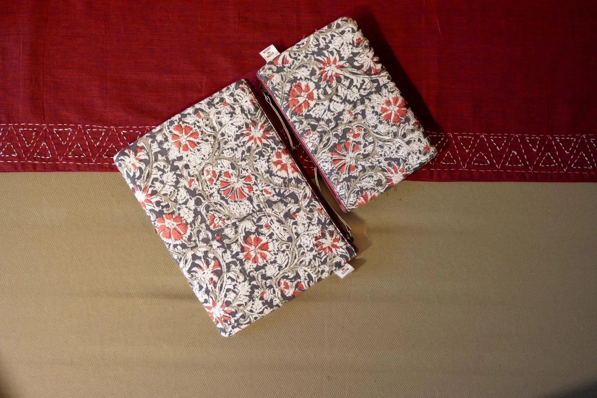 Bhumija - Ajrakh & South Cotton - Flat Pouch - Set of 2