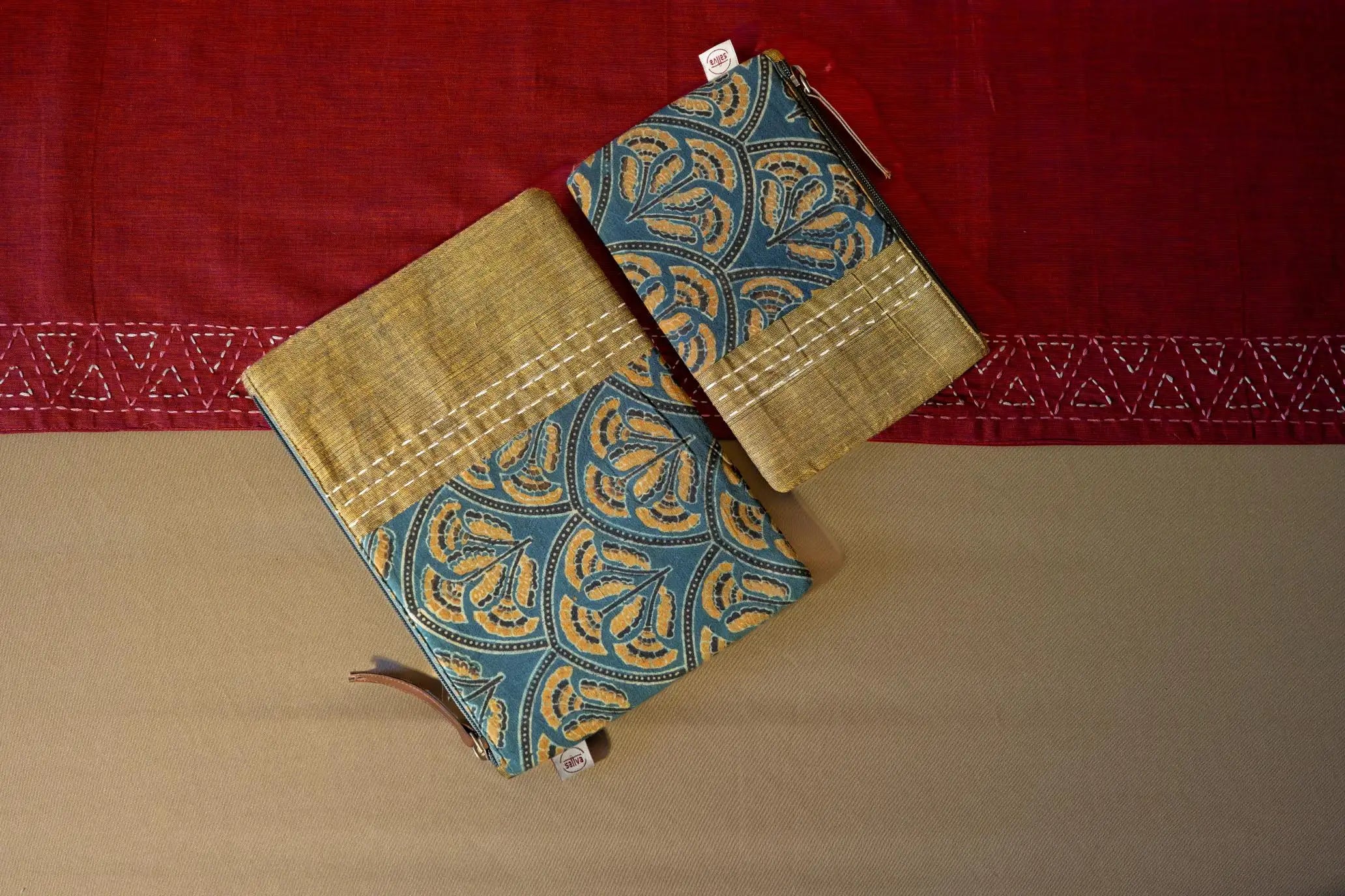 Bhumija - Ajrakh & South Cotton - Flat Pouch - Set of 2