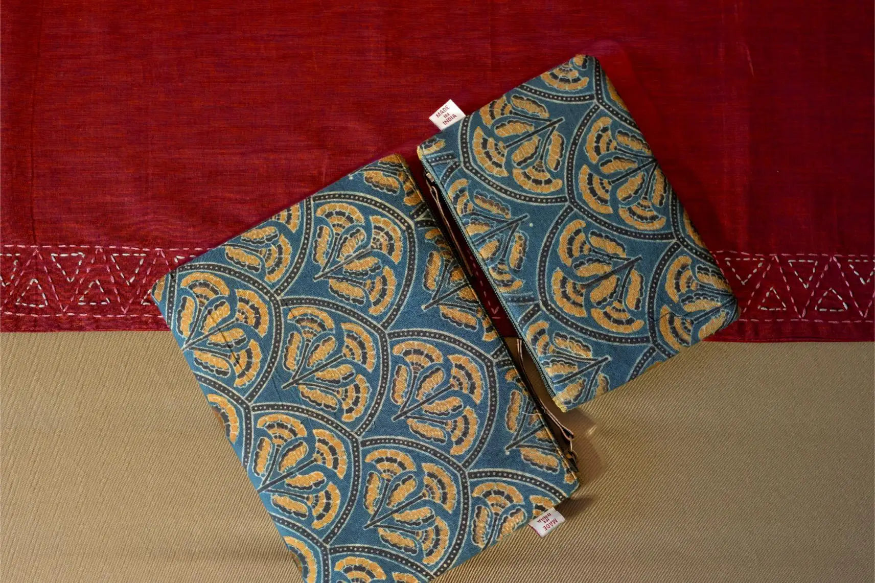 Bhumija - Ajrakh & South Cotton - Flat Pouch - Set of 2