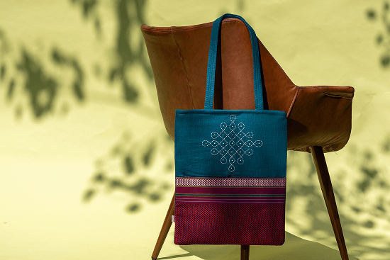 Bhumija South Cotton Timeless Tote Khun Kolam Karigiri