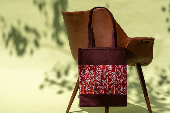 Earth Story South Cotton and Patchwork Timeless Totes - Ruby Hues