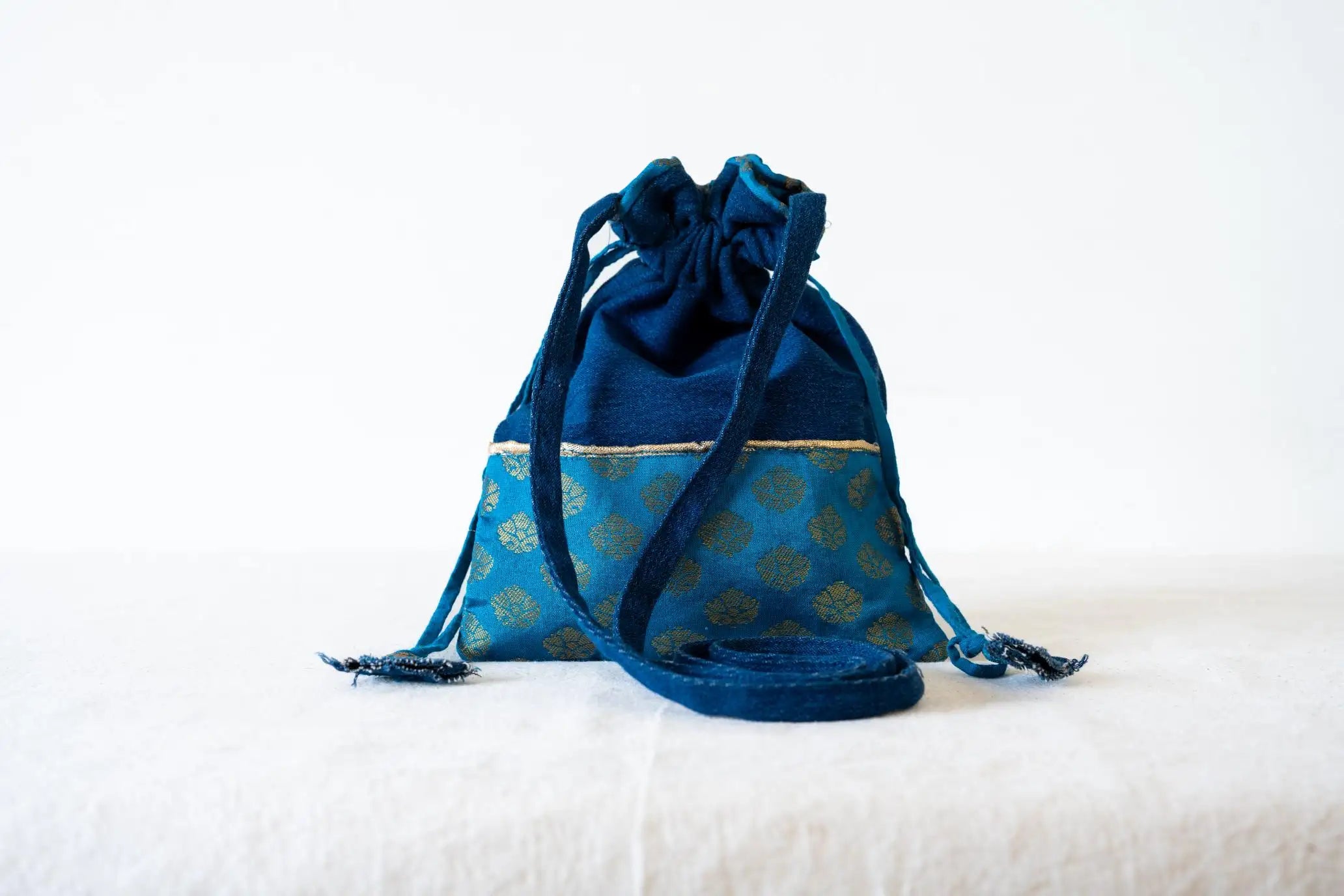 Indian Raga - Potli - Denim & Silk