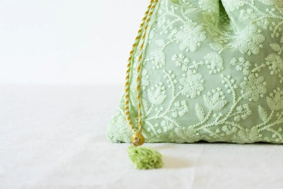 Indian Raga - Potli - Pista Green Silk
