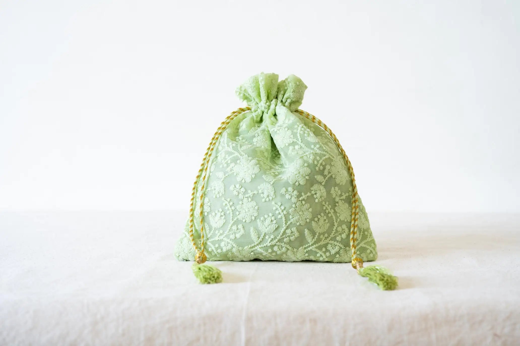 Indian Raga - Potli - Pista Green Silk