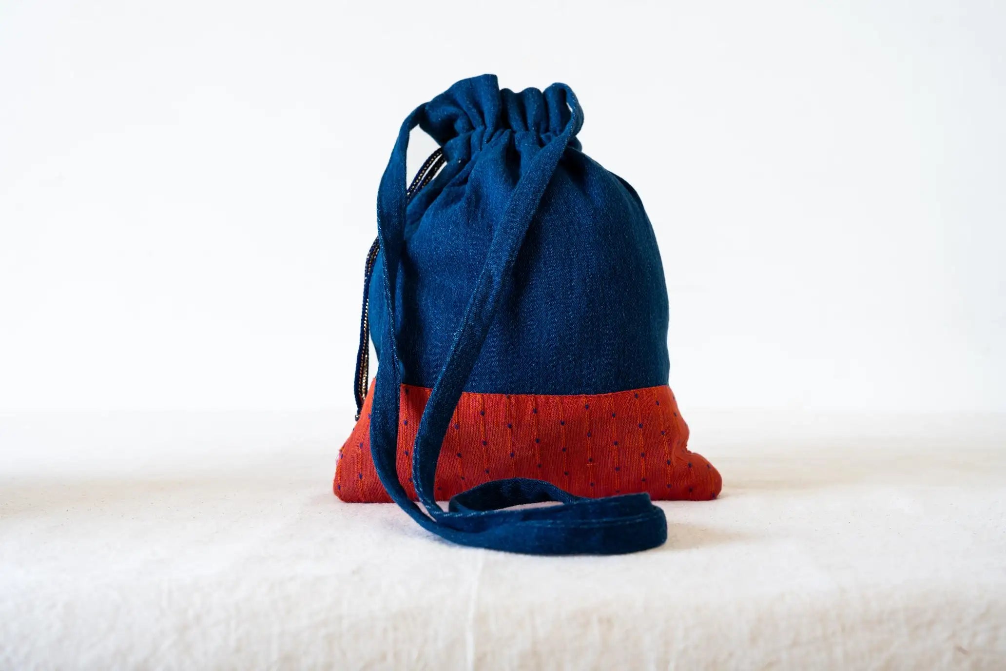 Indian Raga - Potli - Denim & Red