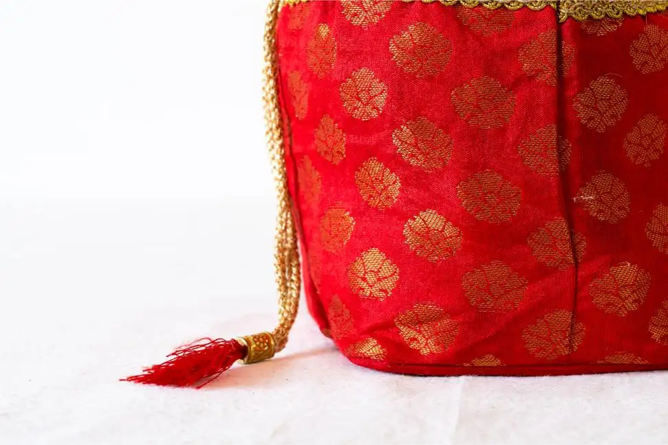 Indian Raga - Potli - Round Base Red Silk