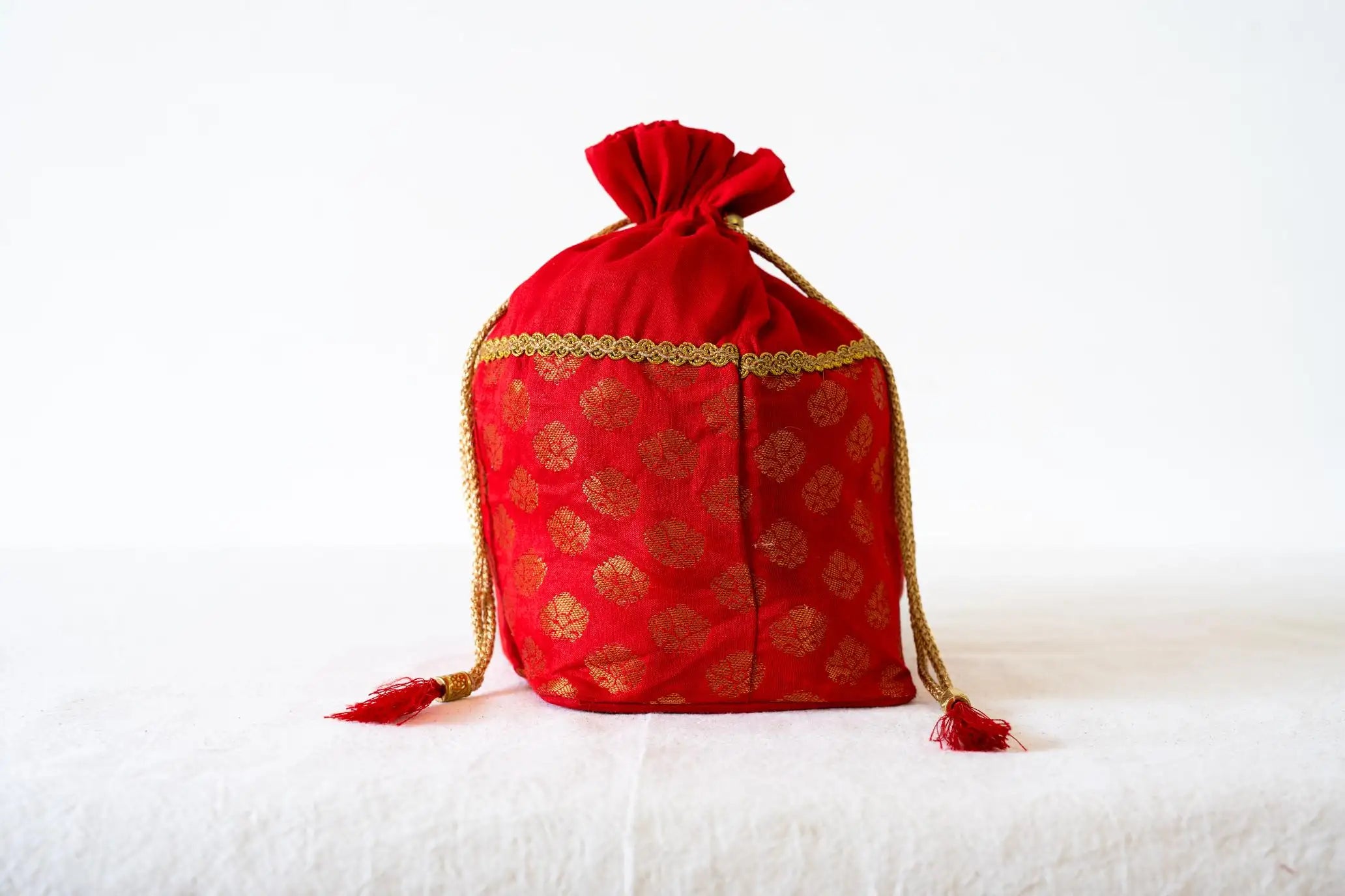 Indian Raga - Potli - Round Base Red Silk