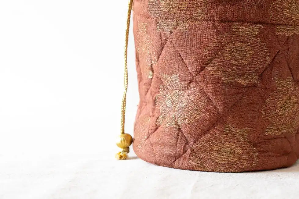 Indian Raga - Potli - Round Base Brown Silk
